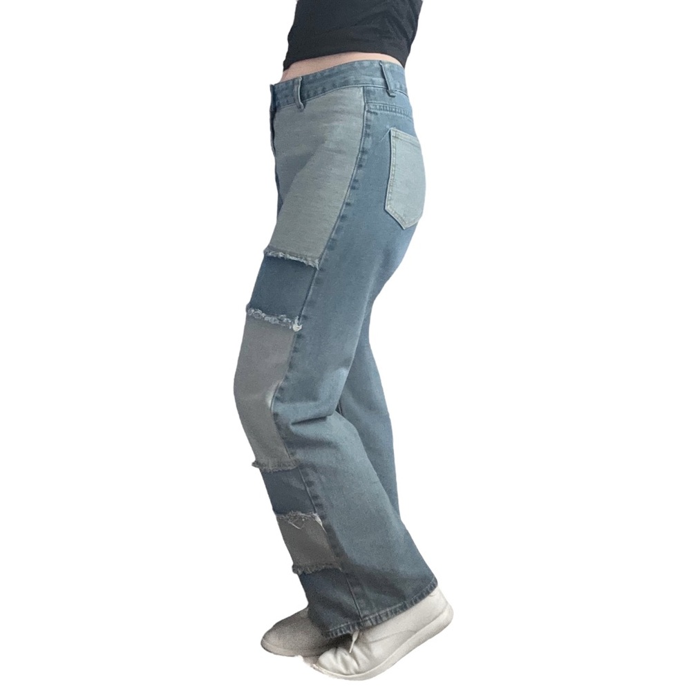 SHEIN Patchwork High Rise Jeans - Picture 4 of 7